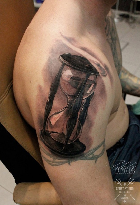 Hourglass Shoulder Tattoo