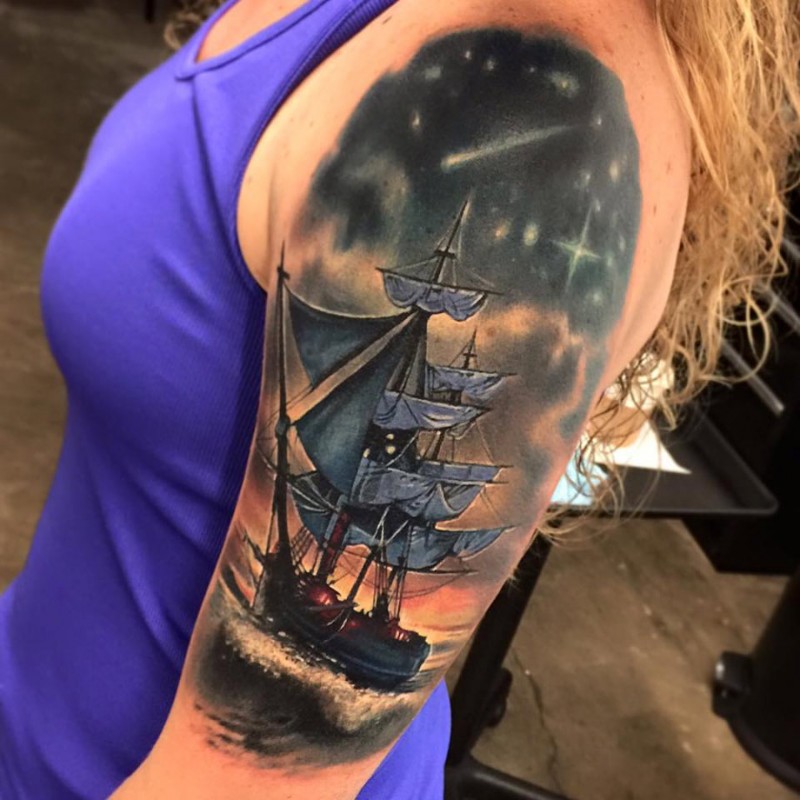 Pirate Sailing Ship Tattoo