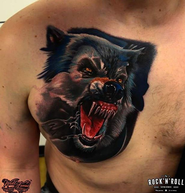 Werewolf  Chest Tattoo