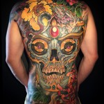 Abstract Skull Back Tattoo