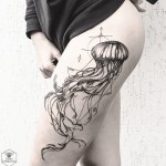 Jellyfish thigh tattoo