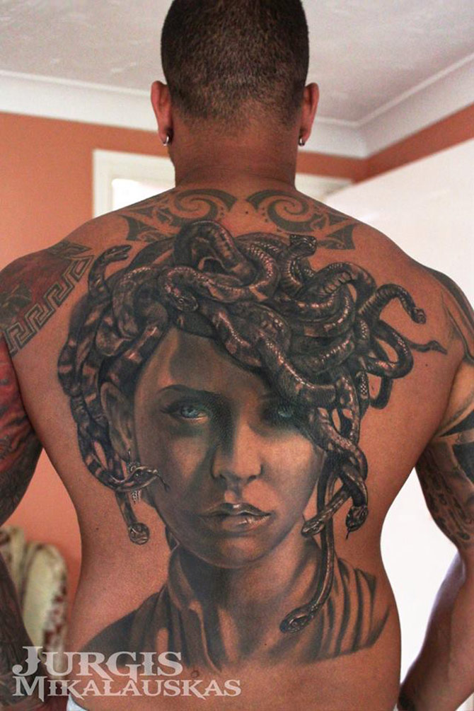 Large Medusa Piece On Guys Back Best tattoo design ideas