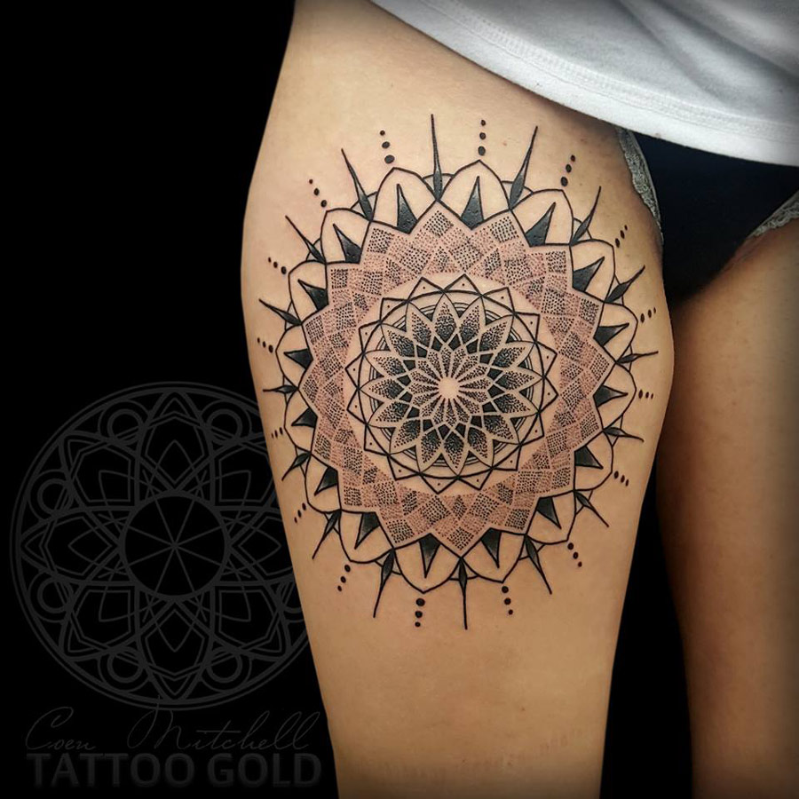 Geometric floral hip tattoo  Hip tattoo Floral hip tattoo Minimalist  floral tattoo