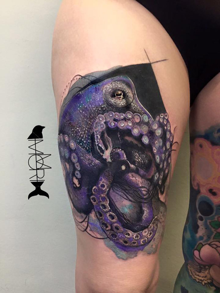 Octopus Realism On Girls Thigh