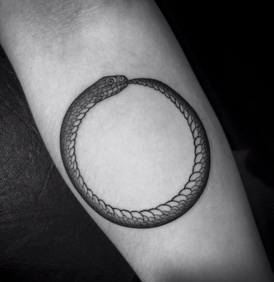 snake eating itself tattoo