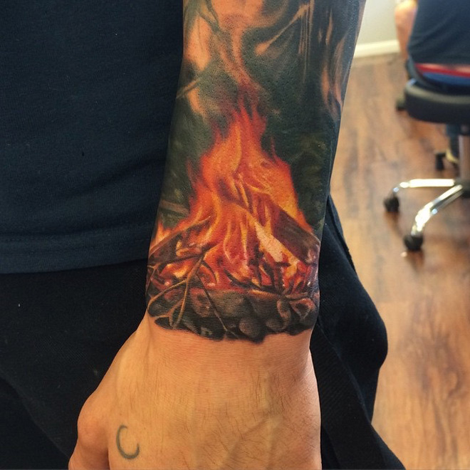 Campfire Wrist Tattoo