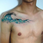 Wave tattoo on shoulder