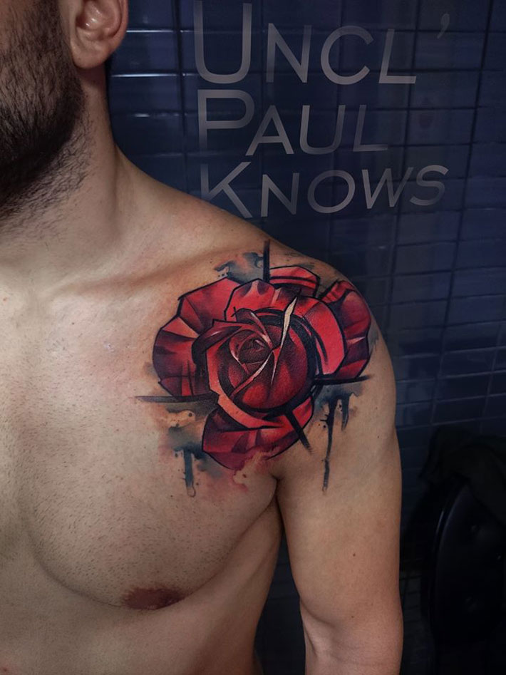 Red Rose on Shoulder