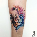 Lion Watercolor Tattoo