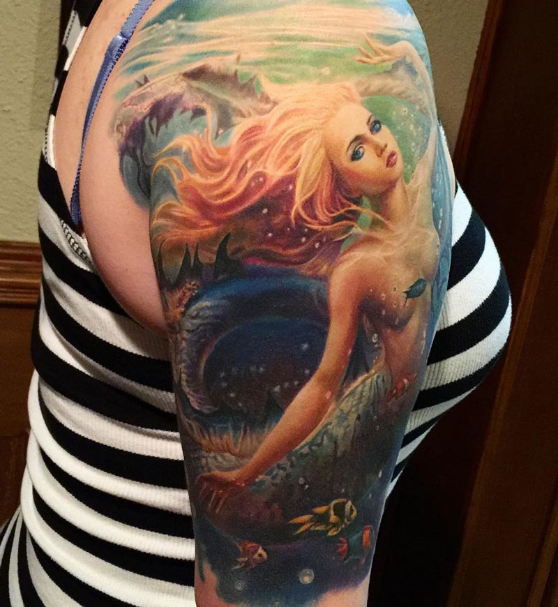 Realistic Mermaid Tattoo by Paolo Acuna TattooNOW