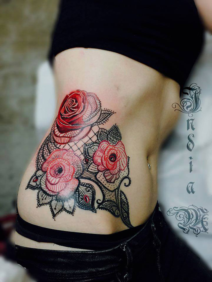 Roses & lace tattoo