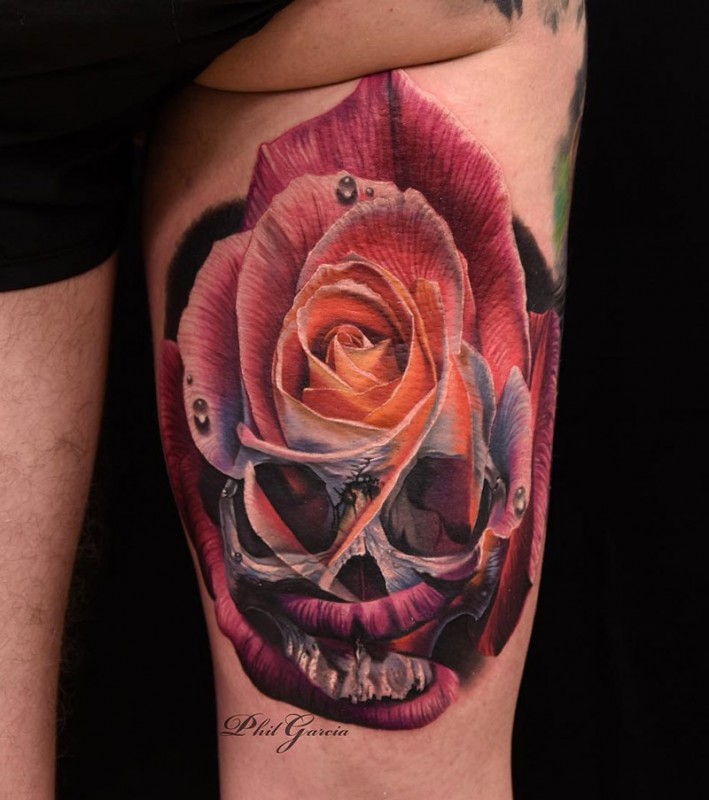Skull & Rose tattoo