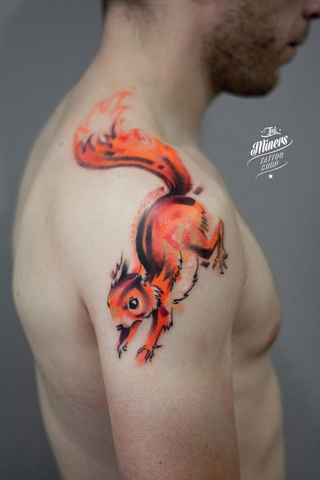 Squirrel Shoulder Tattoo