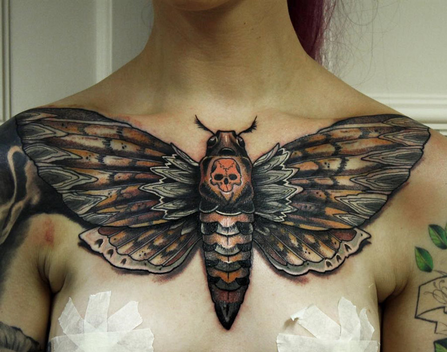 Death's-Head Hawkmoth Chest Tattoo