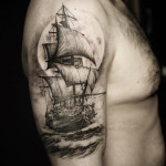 Sailing Ship arm tattoo