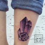 Amethyst crystals leg tattoo