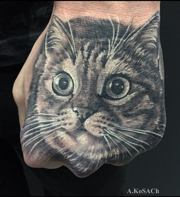 Cat Hand Tattoo