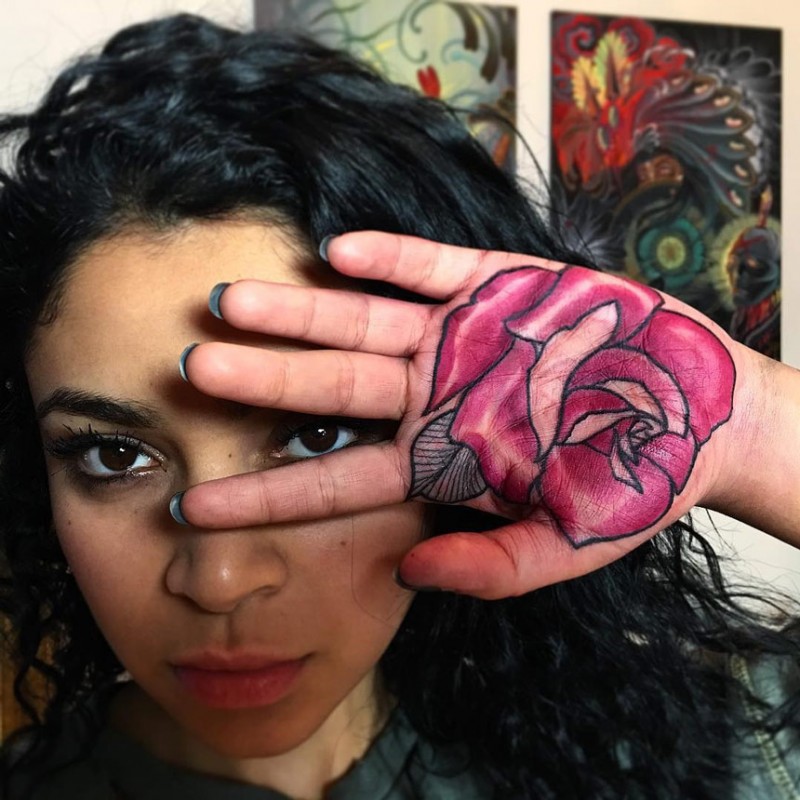 Rose palm tattoo