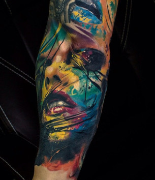 Colorful portrait tattoo