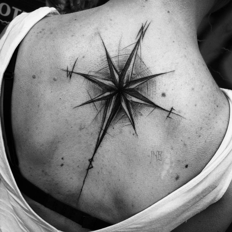 Compass Back Tattoo