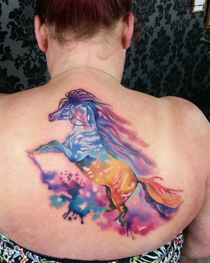 Watercolor Horse Tattoo