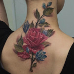 Rose neck tattoo