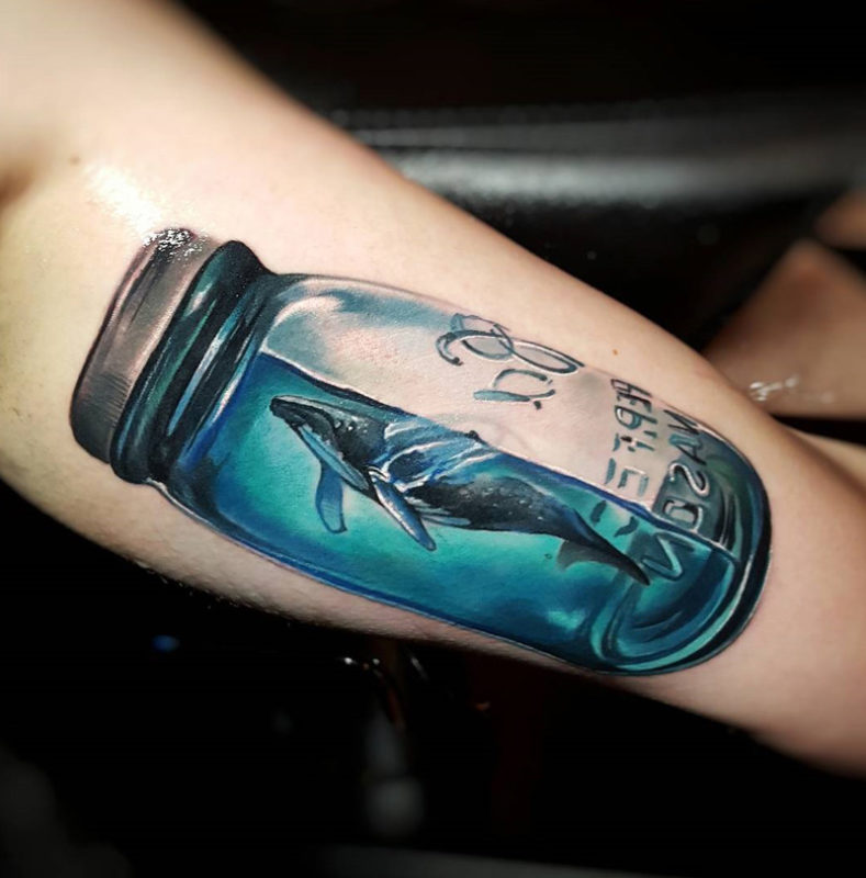 Humpback Whale Mason Jar Tattoo