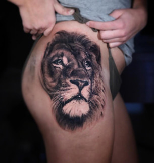 Lion Hip Tattoo