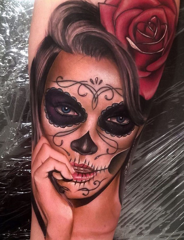 Realistic Day of the Dead Tattoo
