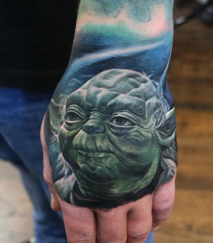 Yoda Hand Tattoo