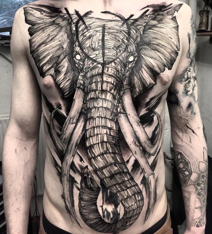 Elephant torso tattoo