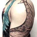 Blue Whale Hexagons Tattoo
