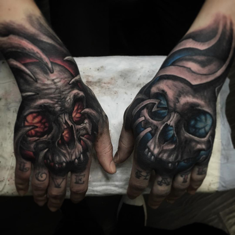 Glowing Hand Skulls | Best tattoo design ideas