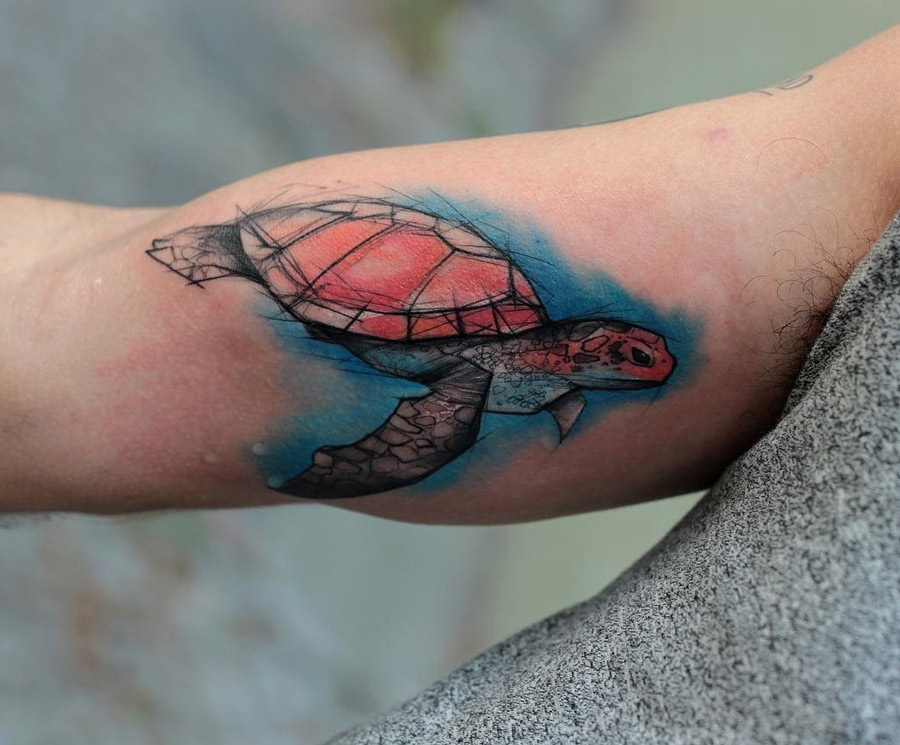 watercolor turtle tattoo GNO 1  KickAss Things