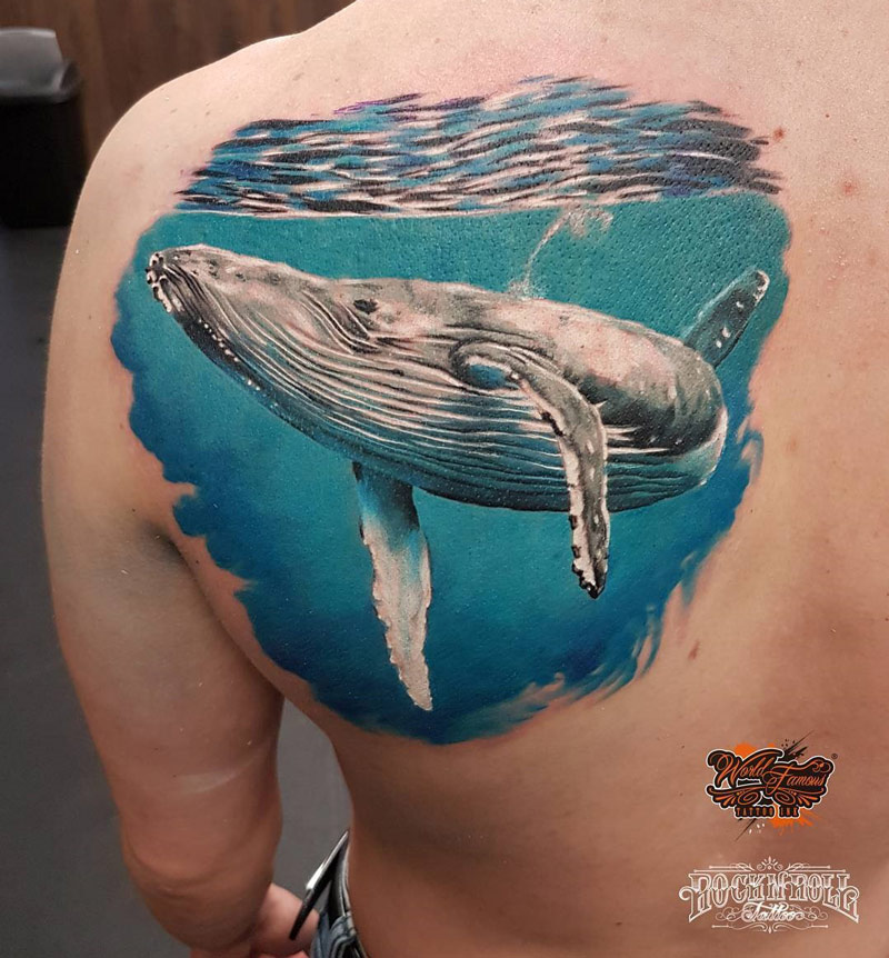 Blue Whale back tattoo