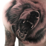 Roaring Bear Chest Tattoo
