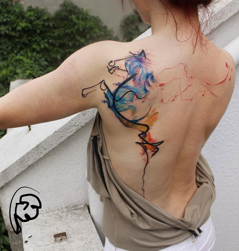 abstract horse back tattoo