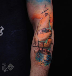 Sailing Ship Watercolor