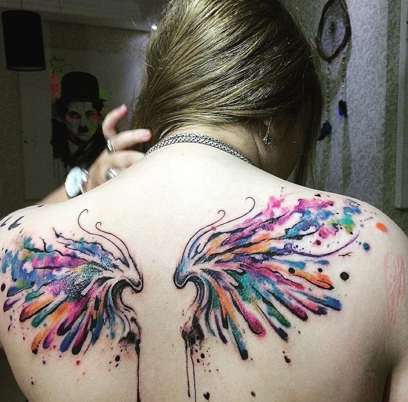 Watercolor Wings Back Piece