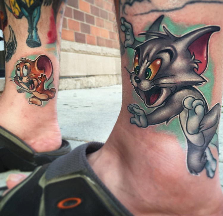 Tom & Jerry on Guy's Ankle
