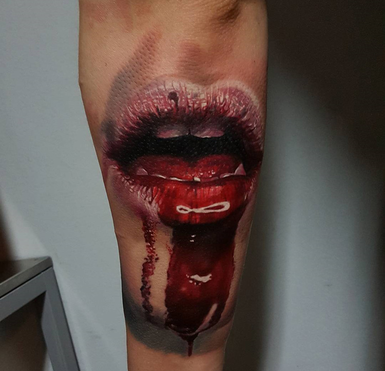 Girl Vampire Blood Lips