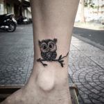 Baby Owl Ankle Tattoo
