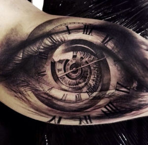 Eye & Spiral Clock Tattoo