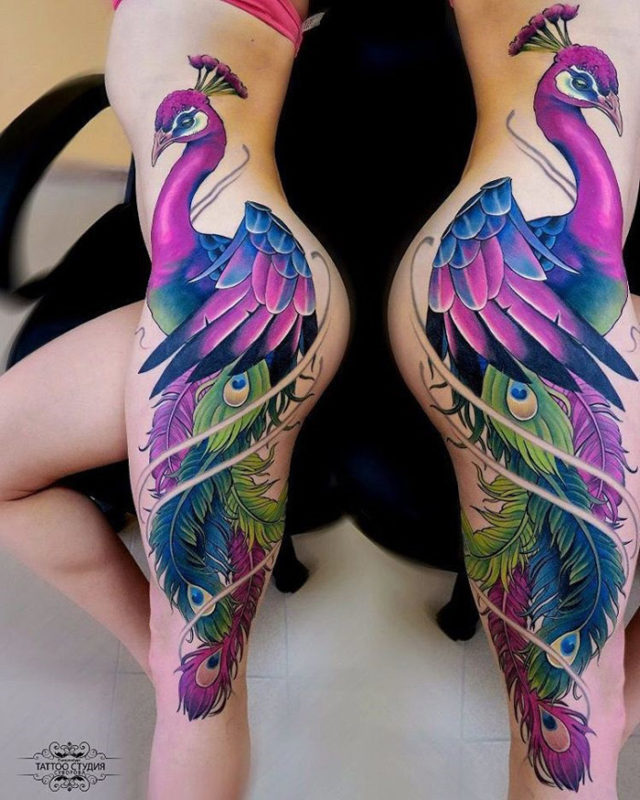 Peacock Side Tattoo