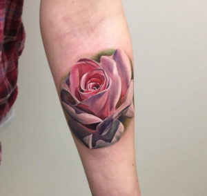 Pink Rose Girls Arm Tattoo