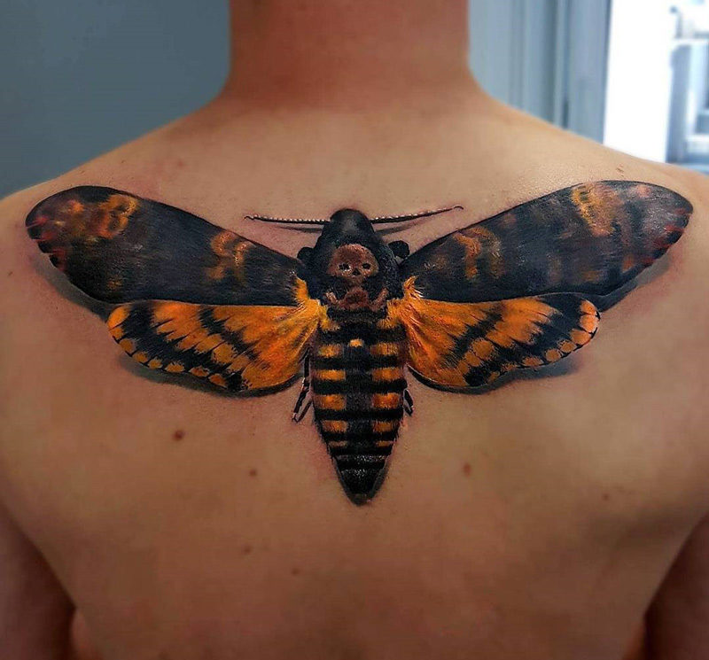 Death's-Head Hawkmoth Back Tattoo