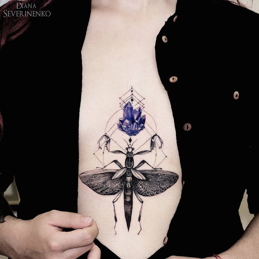 Amethyst & mantis girls tattoo