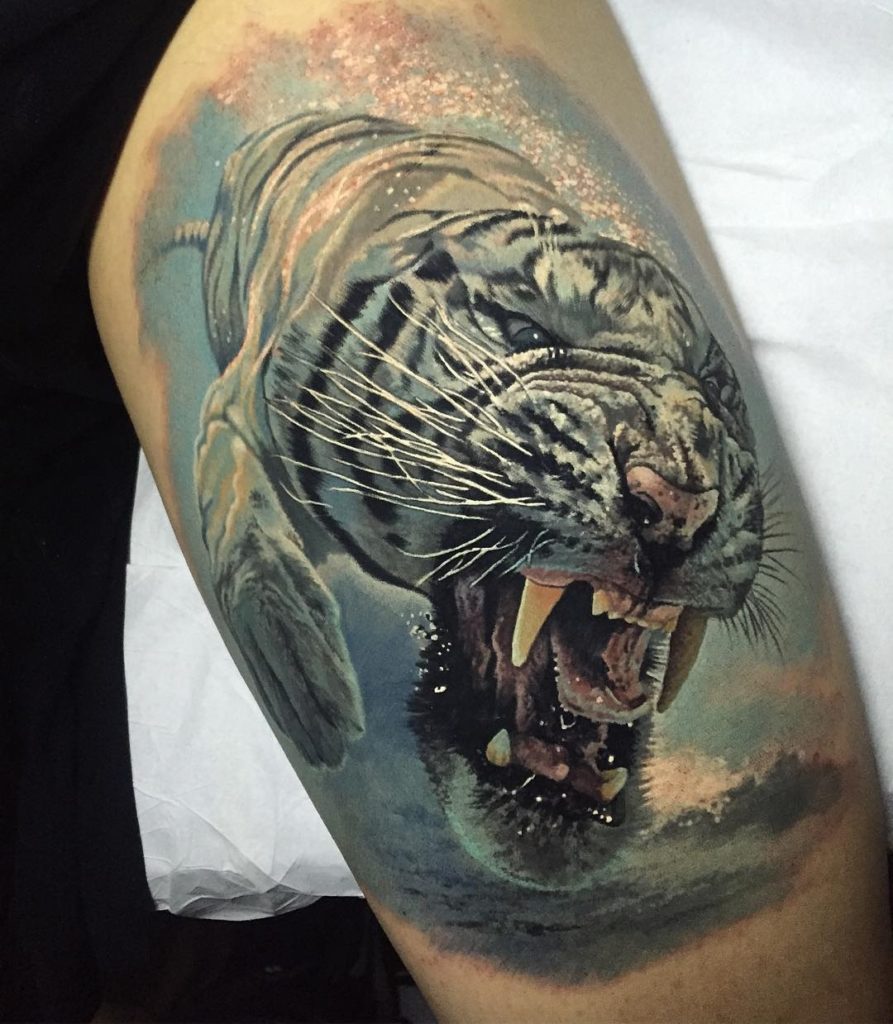 Diving Tiger Tattoo