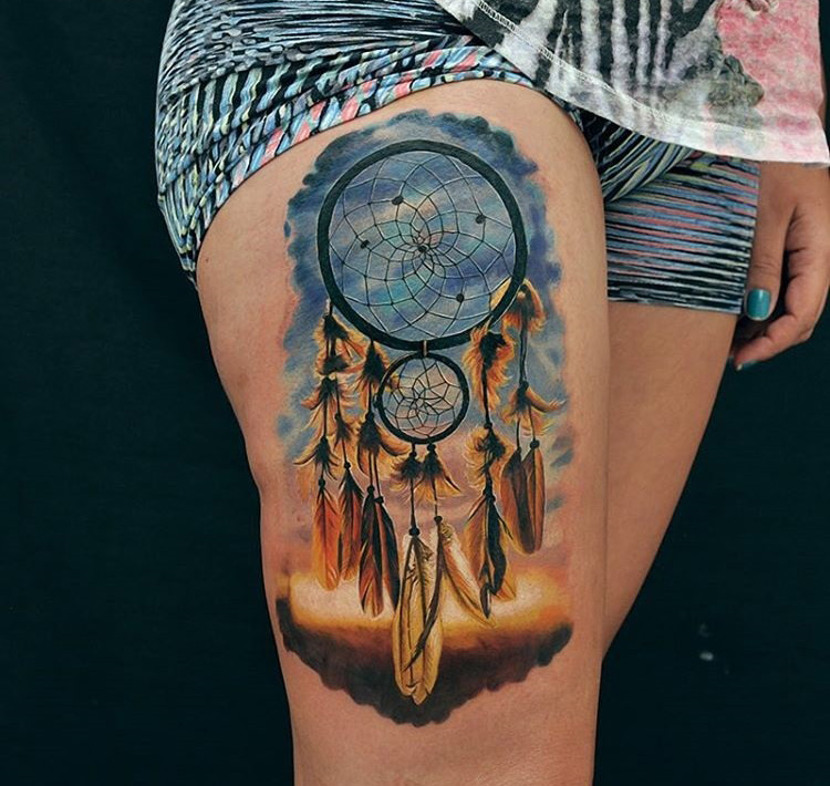 Pretty Dreamcatcher Girls Thigh Piece