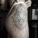 Black Lotus Flower Mandala Hip Tattoo